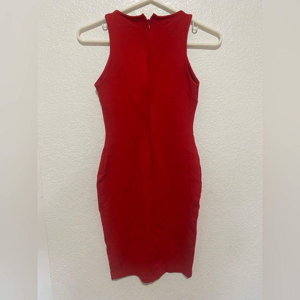 Red Bodycon Cocktail Dress Small – Sleeveless Fitted Party Dress - Picture 3 of 4